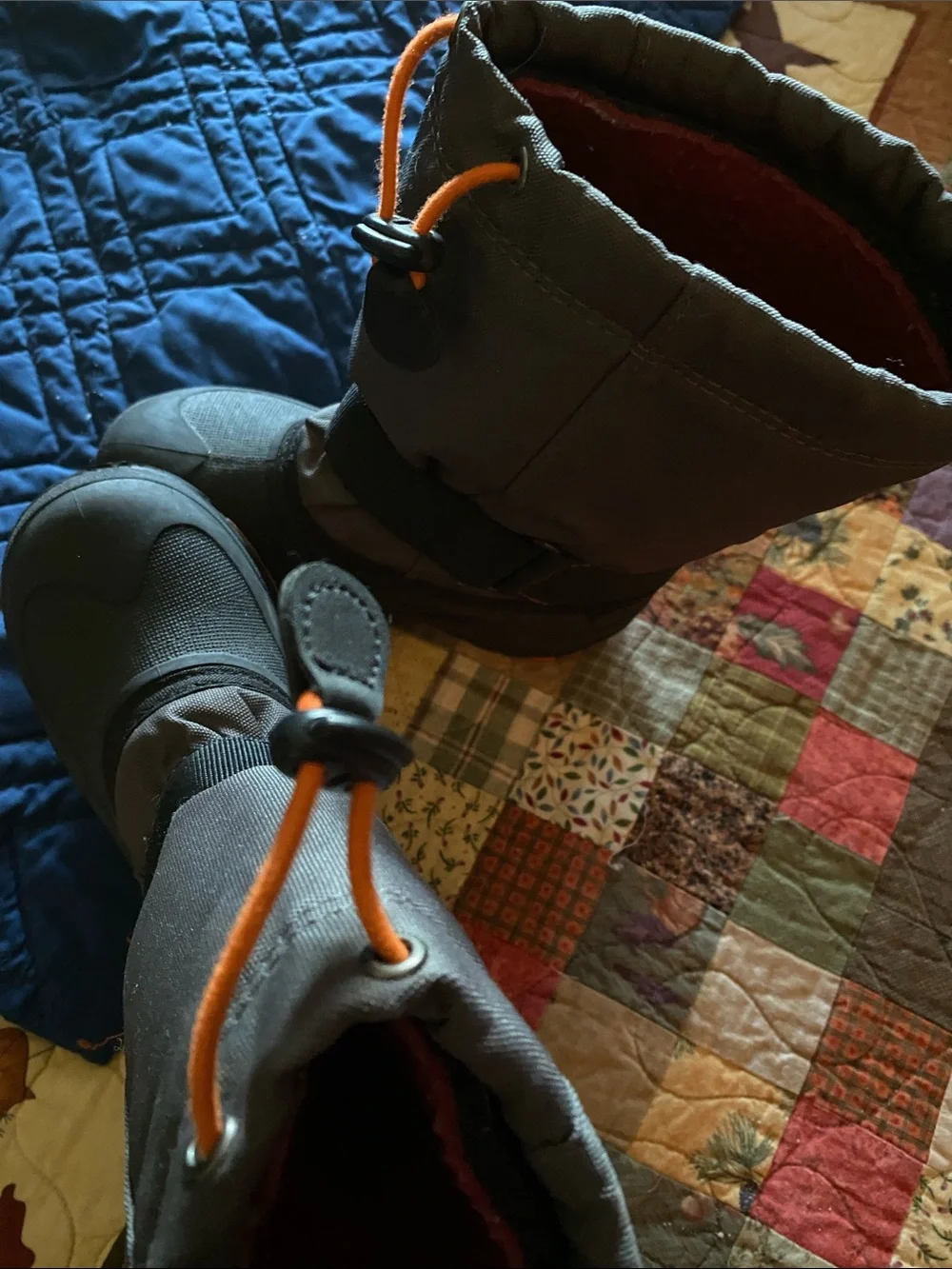 Kamik Kids Gray Boots with Orange Drawcords